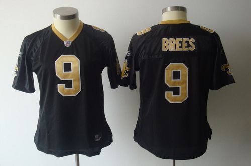 Saints #9 Drew Brees Black Women's Team Color Stitched NFL Jersey